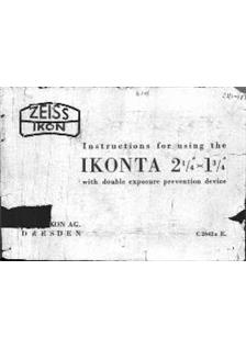 Zeiss Ikon Ikonta - Series manual. Camera Instructions.